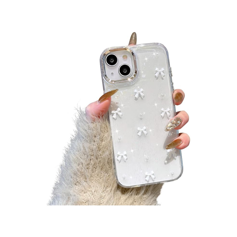 Iphone 15 Plus Glitter Bowknot Case 1 Piece White 962029688815