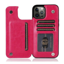 iPhone 13 Pro Max case with card holder rose red