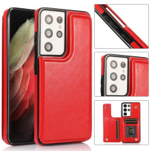 Samsung Galaxy S21 Ultra PU leather case red