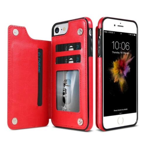 NKOBEE Red iPhone 8 Smart Wallet Case