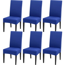 Dining Chair Covers Blue Stretch Washable Set of 6
