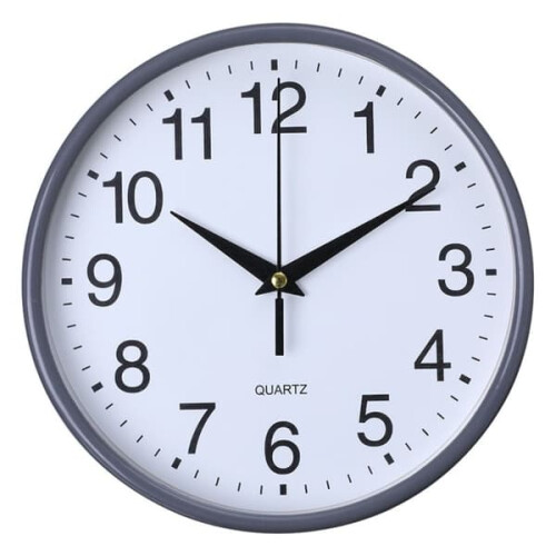 Wall Clock Quartz Grey 12-inch
