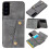 Samsung Galaxy S21 Plus retro case with card holder grey 1