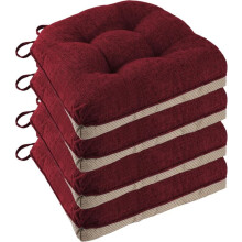 Non-slip dining chair pads wine red 46x43x9cm set of 4