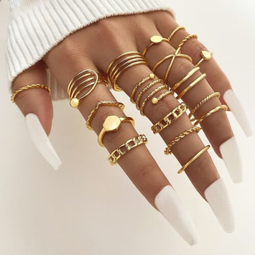 Gold Knuckle Ring Set 18 Pieces