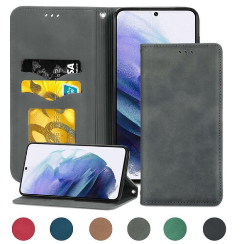 Samsung Galaxy S21 Plus wallet case grey