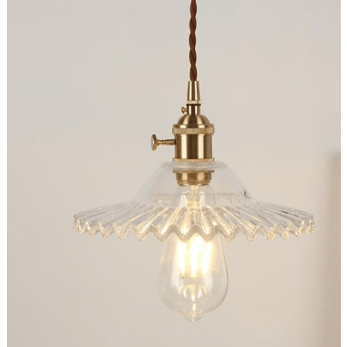 Luminária de teto vintage industrial E27 com cúpula de vidro retrô (transparente)