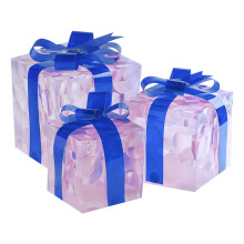 Juego de 3 cajas de regalo iluminadas de Wadada Christmas Decor, adorno navideño LED para interiores y exteriores, decoración para árbol de