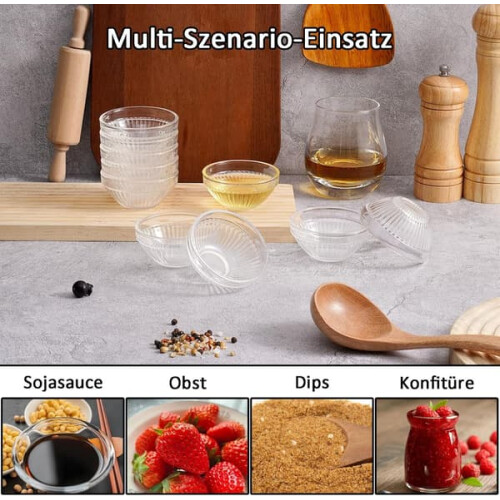 Glass Dip Bowls 80mm 10-Pack Stackable Reusable 1