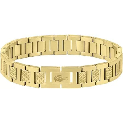 Stainless Steel Link Bracelet with Petit Piqué Pattern -