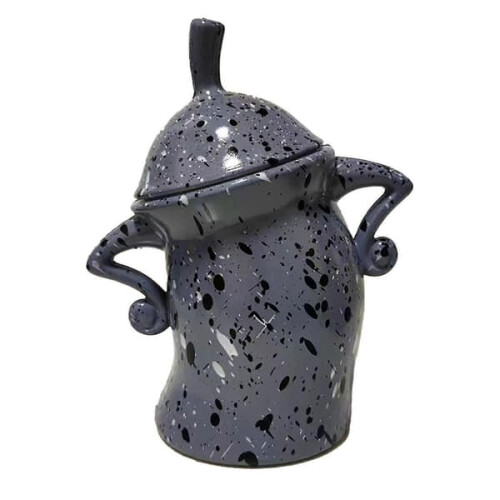 Ceramic Food Storage Jar with Airtight Lid Grey Large