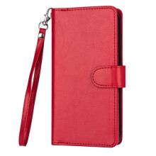 Smooth 9-Card Wallet Case for Samsung Galaxy S22 Plus Red