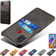 Samsung Galaxy A21s leather case with card slot - Red