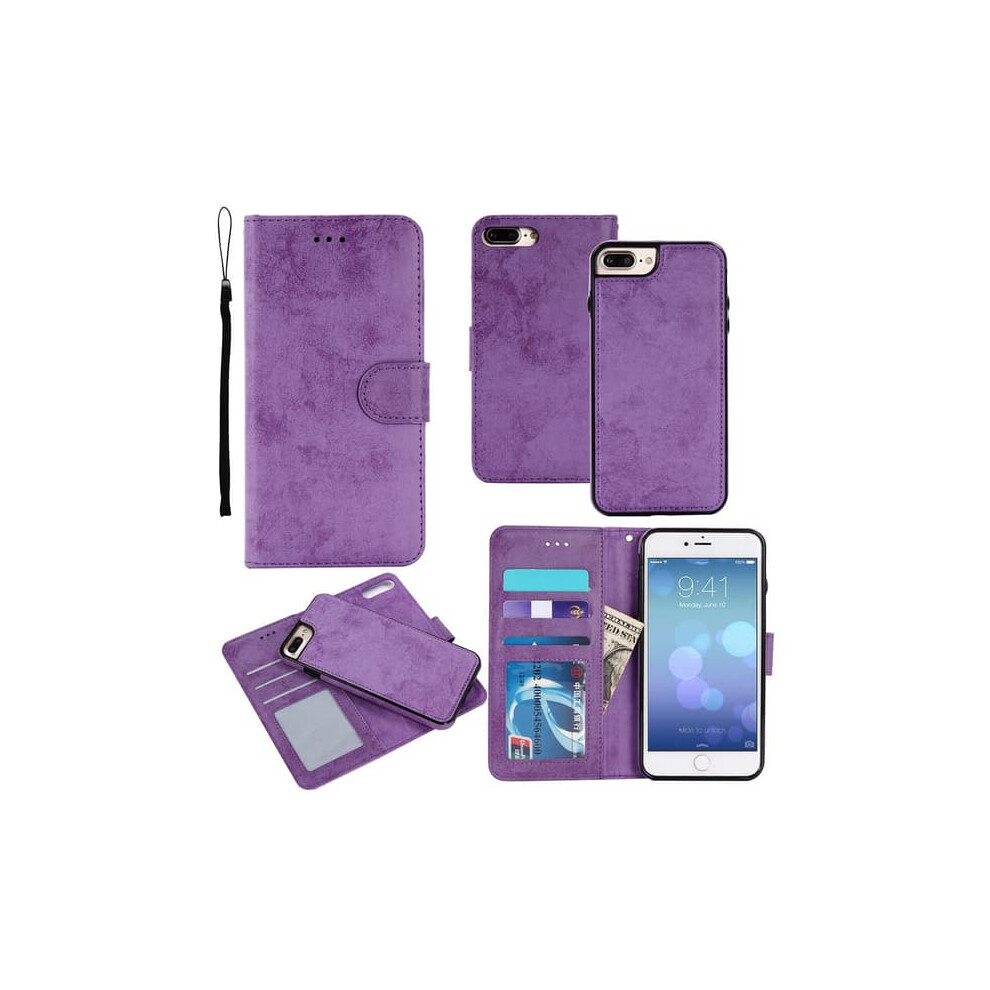 Leman Wallet Case For Iphone 8 Plus Magnetic Purple 962029706694