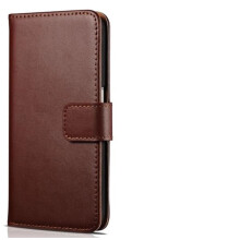 Étui portefeuille élégant en cuir marron compatible avec l'iPhone X de TOMKAS