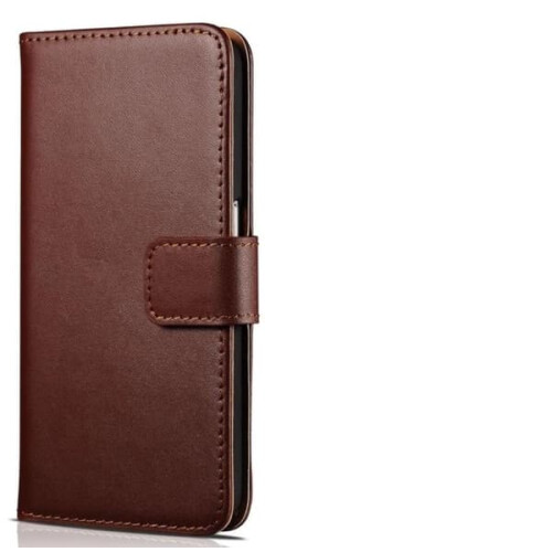 Étui portefeuille élégant en cuir marron compatible avec l'iPhone X de TOMKAS