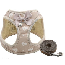 Dog leash and cat harness beige XS