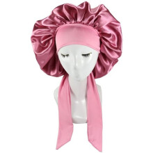 Silk Bonnet for Curly Hair Dark Pink One Size