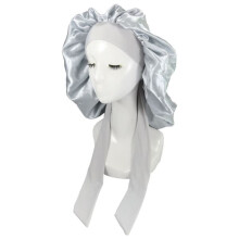 Silk Bonnet for Curly Hair Sleep Comfort Silver