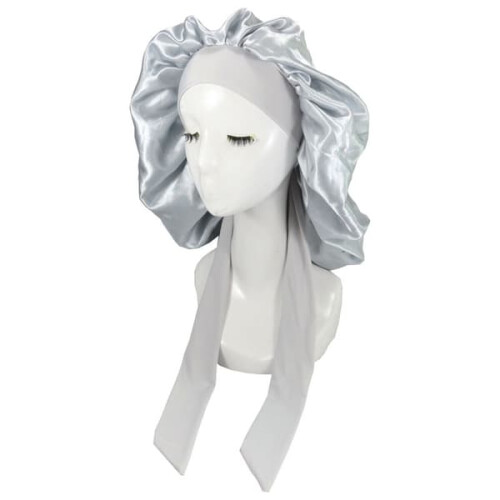 Silk Bonnet for Curly Hair Sleep Comfort Silver