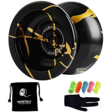 Magicyoyo N11Aluminium Professionell Yoyo Okänslig Yoyo Boll (Svart Gyllen) Väska, Handskar5 Strängar