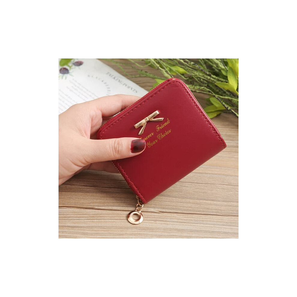 Bow Small Coin Purse Vinyl Wine Red 962029707653