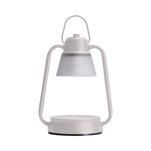 Weiße Vintage-Tischlampe mit Kerzenwärmer, Timer und 1