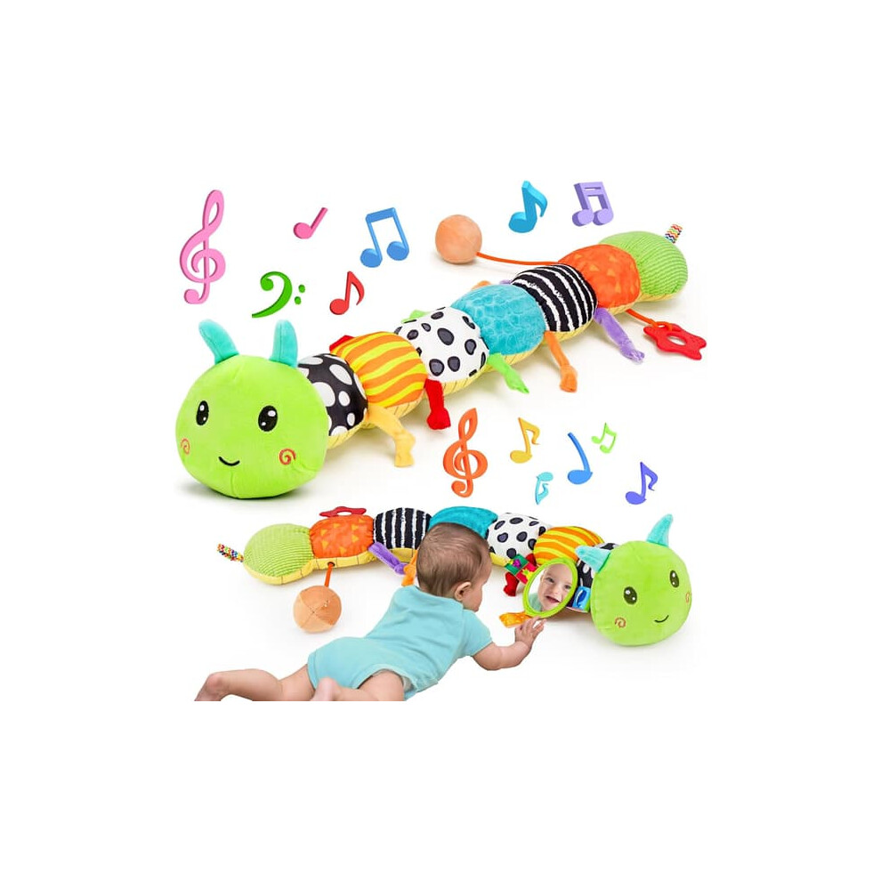 Baby Sensory Toy Plush Caterpillar with Mirror and Rattle