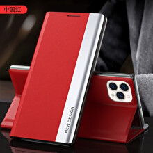 iPhone 13 case red magnetic leather flip with side window