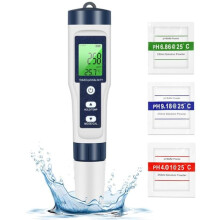 pH TDS meter water quality tester 5-in-1 with LCD green