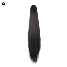 Synthetic Long Straight Ponytail Wig Clip-in Black One Size