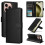 Capa multifuncional compatível com iPhone 16 Pro com 3 compartimentos para cartões - Capa de couro preta 1
