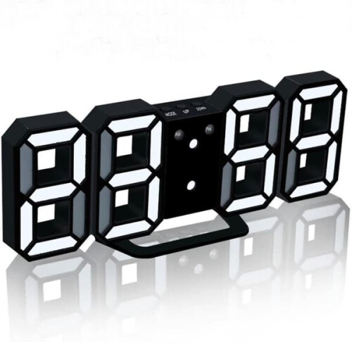 Digital Alarm Clock Black and White