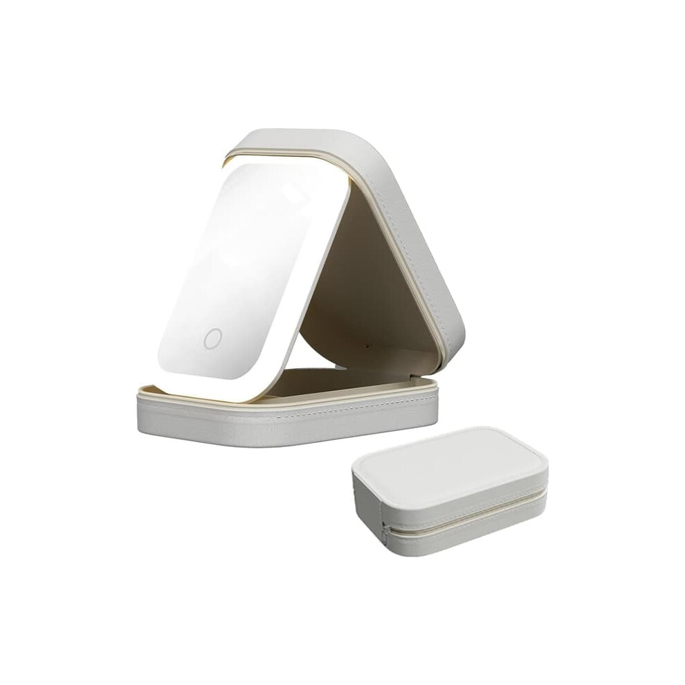 Travel Toiletry Bag with Mirror and Light Portable