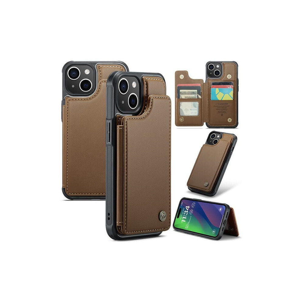 Caseme Iphone 15 Plus Case Rfid Wallet Brown 962029357216