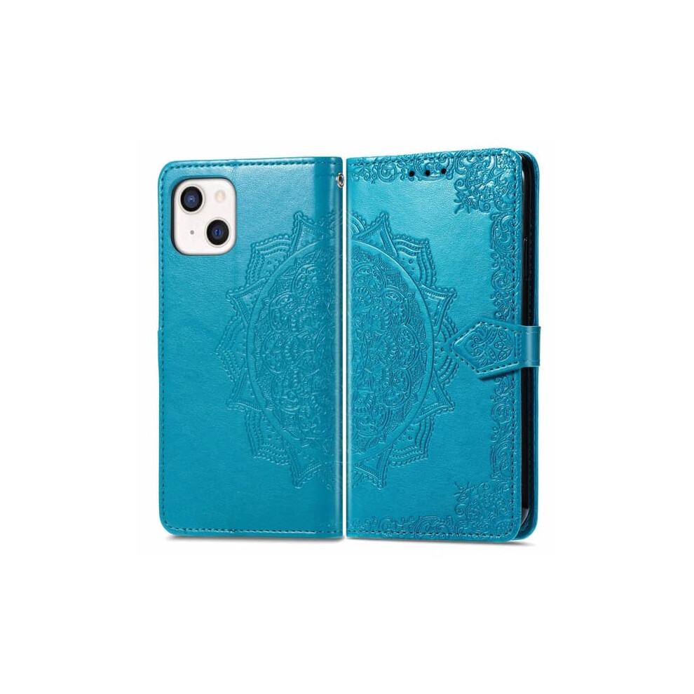Iphone 13 Mandala Leather Case Blue 962029372783