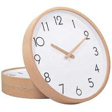 Wooden Wall Clock Silent Nordic Design 12-inch