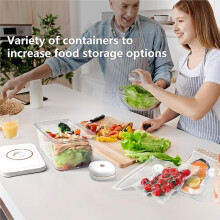 Kompaktes Handvakuumiergerät mit 3 Behältern, Vakuumierbar für Alle Lebensmittelarten, Ideal für Reisen und Sous-Vide-Garen