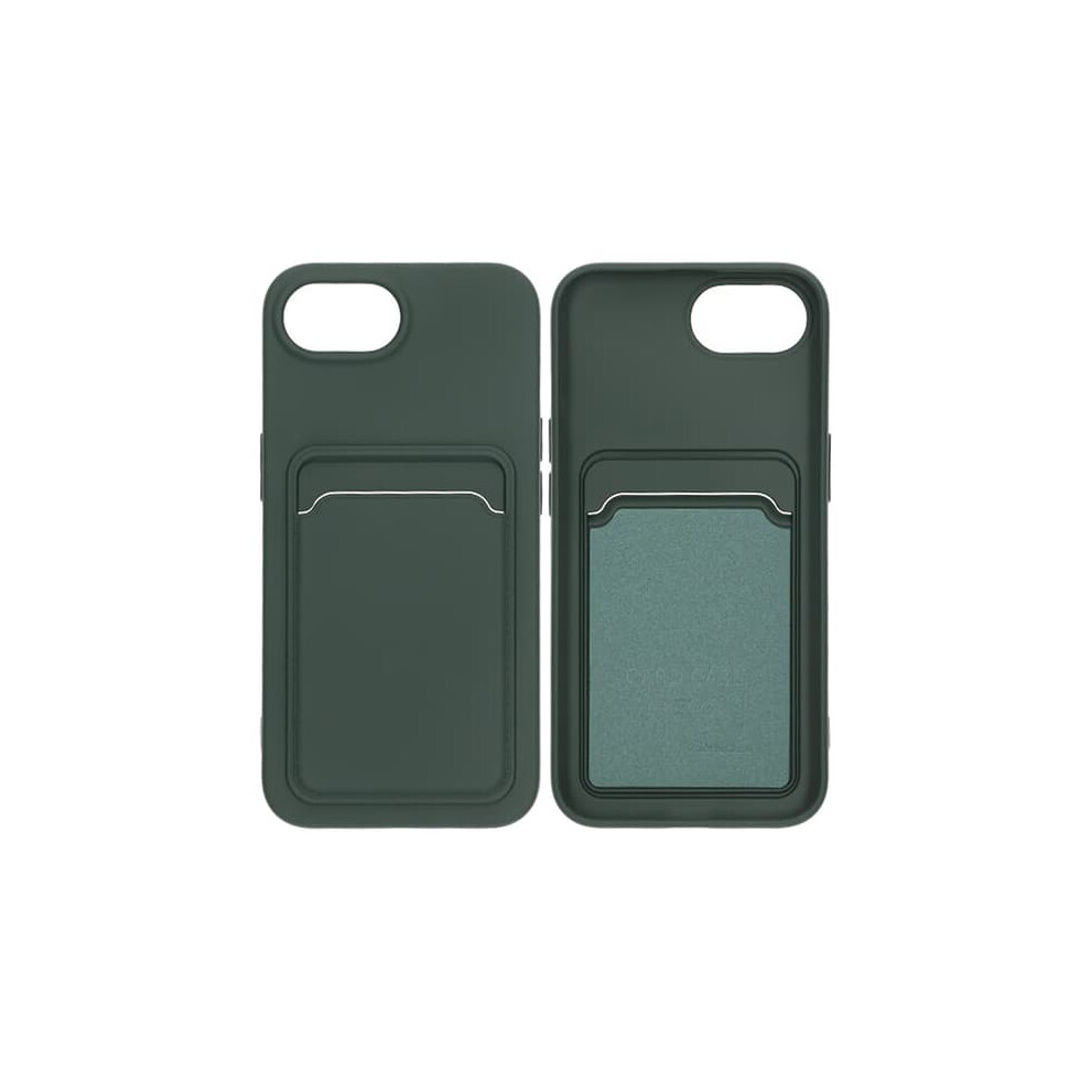 Iphone 16E Silicone Case With Card Holder - Green 962029371779