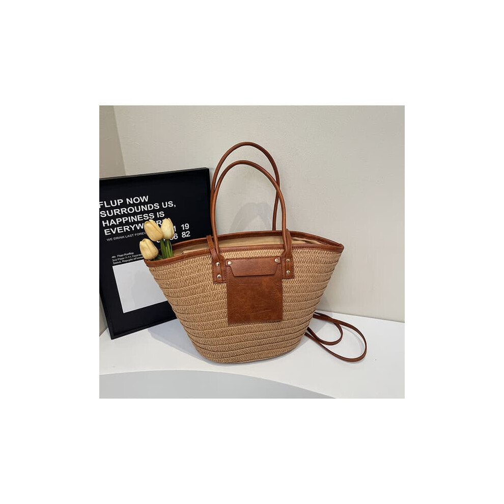 Straw Handbag Tote Cross-Woven Vegetable Basket Bag 962029380627