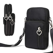 Mobile Phone Bag Black Shoulder Strap