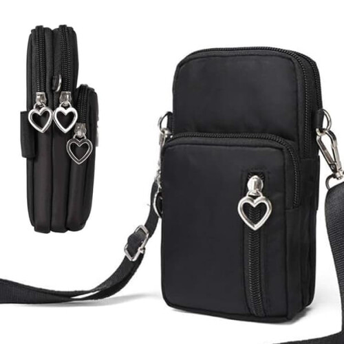 Mobile Phone Bag Black Shoulder Strap