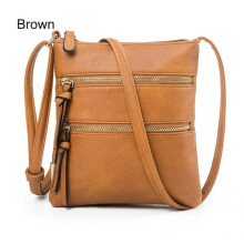 Women's crossbody bag with zipper brown