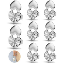 Earring Lifters Hypoallergenic Heart Shape Silver 4 Pairs