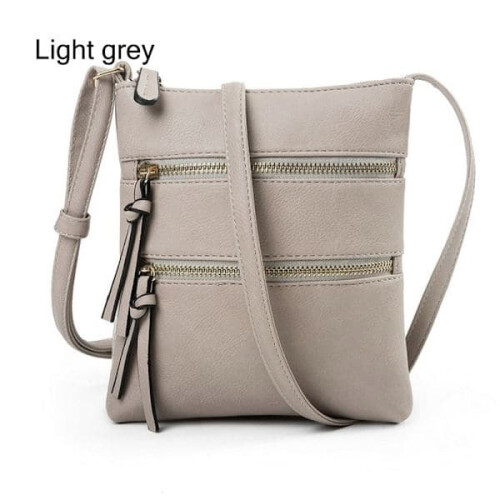 Women's crossbody bag with zipper light grey