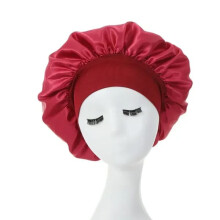 Soft Satin Sleep Cap with Wide Brim and Elastic Band