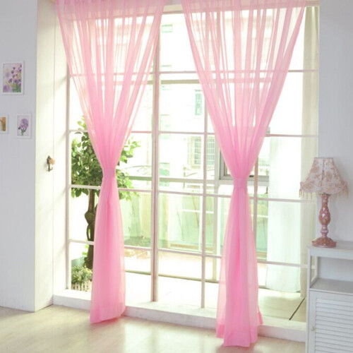 Solid Color Wedding Curtain Rose Red 100x201 cm 2