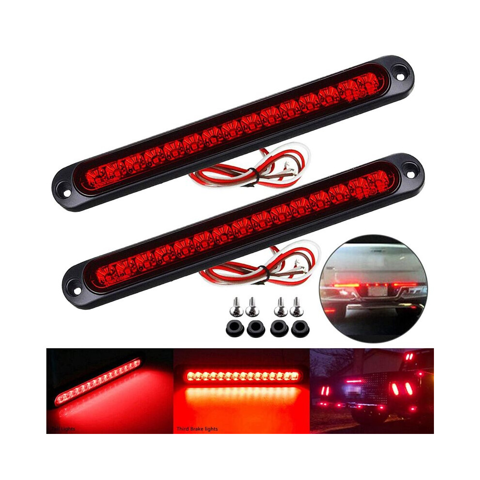 16Pcs 10Inch 15 Led Trailer Led Stop Turn Tail Third Brake Bar Strip For Heavy Duty Boats Trucks Light/Red 6033387163109