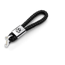 VW keychain braided leather black