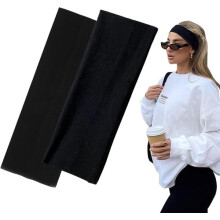 Black Headbands for Women and Men 7cm Wide 2-Pack